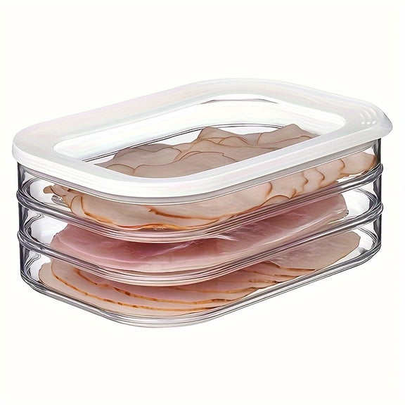 3-Layer Leak-Proof Food Storage Set 1pc - Reusable, Airtight Seal for Deli Meats, Produce & Snacks - Ideal Kitchen Organization Solution