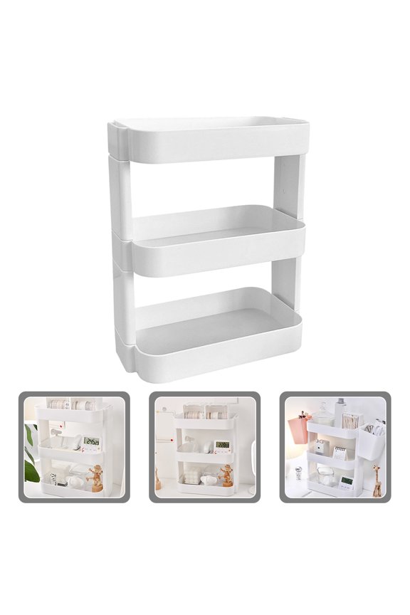3 Layer White Makeup Rack for Desktop Cosmetics and Sundries