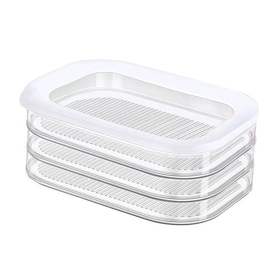 3 Layer Meat Container Food Storage Box Stackable With Lid For Refrigerator