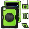 thumbnail image 1 of 3 Layer Multi-Functional Case for iPad Pro 13 2024, for Kids Heavy Duty Protective Case with Screen Protector & Stylus Holder & 360 Rotating Stand and Hand/Shoulder Strap Cover - Green+Black, 1 of 9