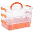 thumbnail image 1 of 3-Layer Organizer Case Stack & Carry Box, Plastic Multipurpose Storage Container Box, Portable Handled Storage Box with Removable Tray for Organizing Sewing Supplies, 1 of 5