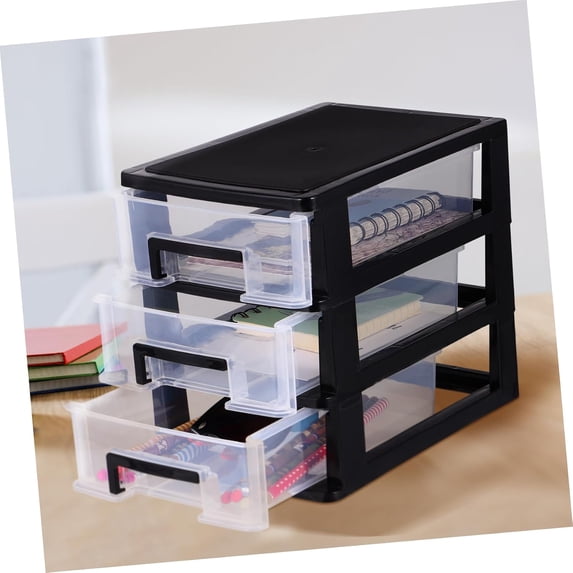 3 Layer Plastic Drawers Desktop Organizer with Transparent Storage for ...