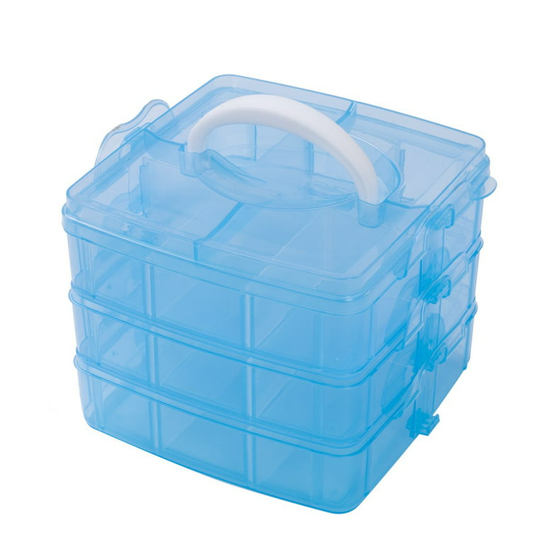 Stackable Storage Container with 18 Adjustable Compartments