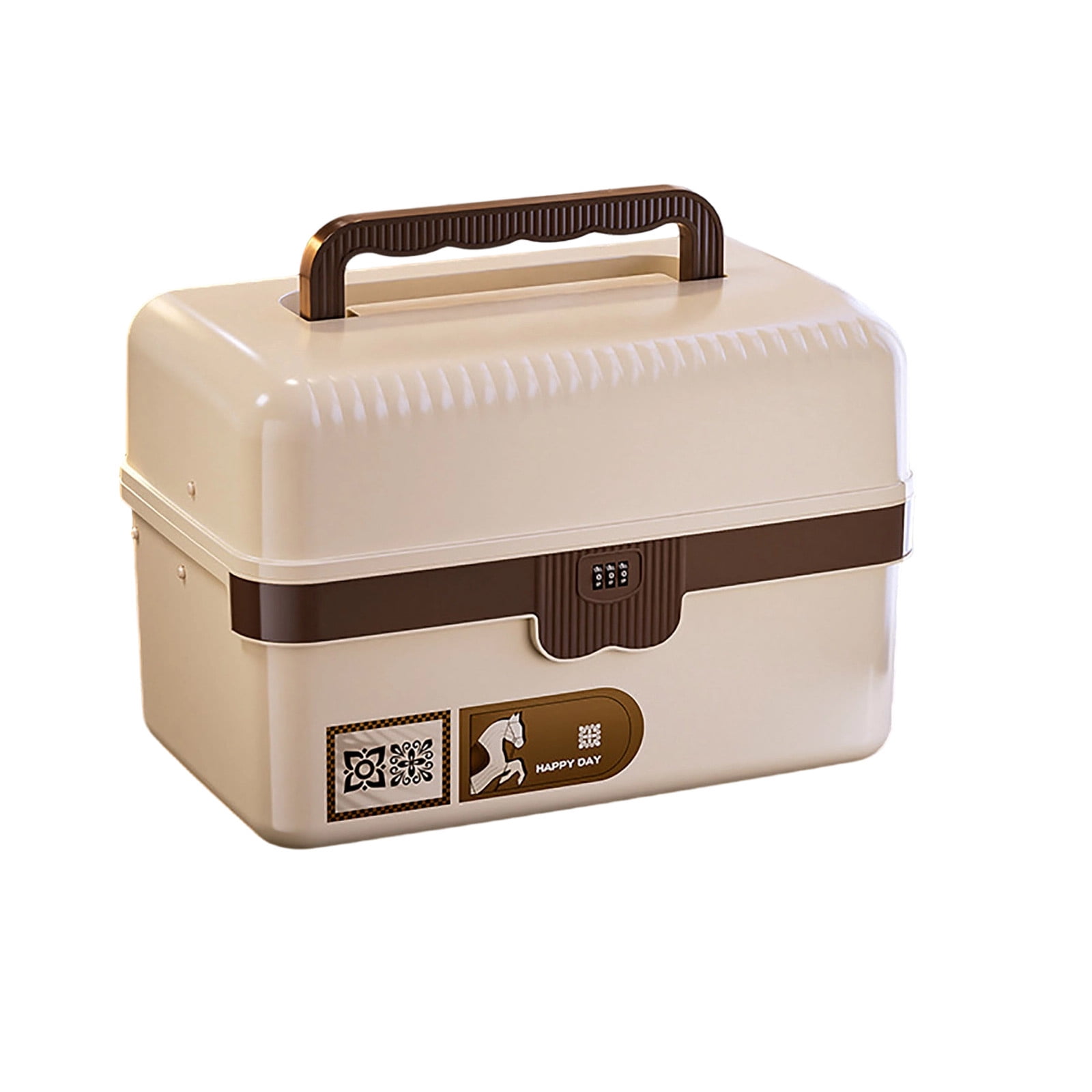 3 Layer Plastic Lock Box with Folding Design, Portable Tackle Box Organizer with Removable Dividers and Handle, Multipurpose Storage Case for Sewing Supplies, Beads, and Art Craft Materials