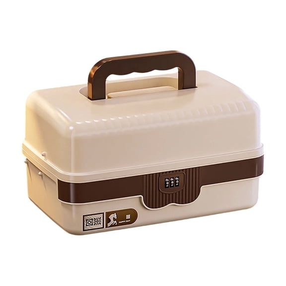 3-Layer Plastic Lock Box Organizer, Portable Folding Tackle Box with Dividers, Multipurpose Storage Case for Art Supplies, Sewing Kit, and Small Tools, Durable and Compact
