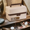 thumbnail image 1 of 3-Layer Plastic Lockable Storage Box, Portable Folding Tackle Box with Handle and Adjustable Dividers, Multipurpose Organizer for Sewing Supplies, Art Crafts and Small Tools, 13*9*8in, B, 1 of 6