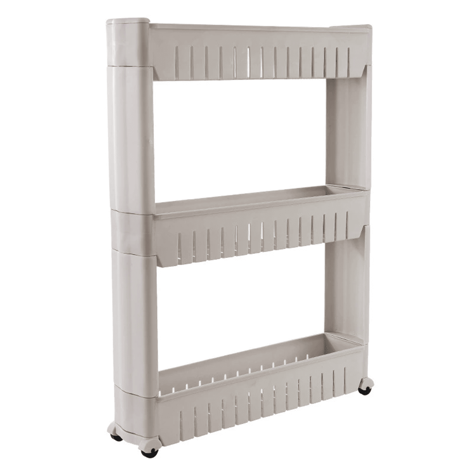 3-Layer Plastic Removable Gap Storage Rack, Beige - Space-Saving ...