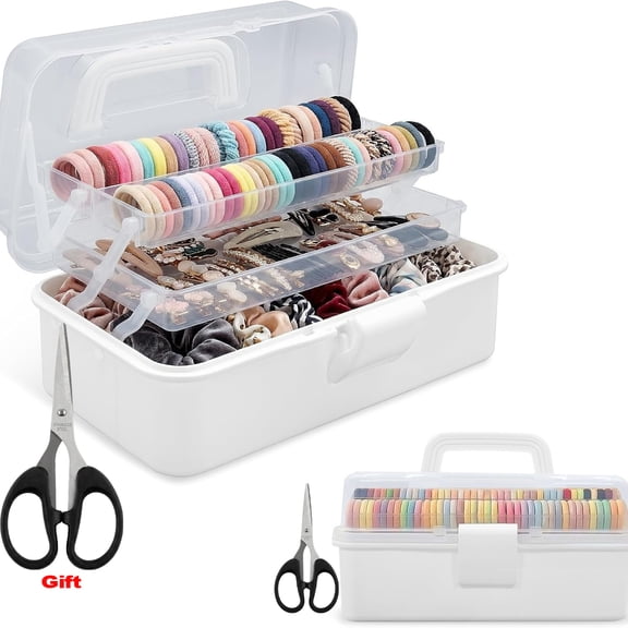 3-Layer Plastic Storage Box Craft Organizer and Storage with Adjustable Spacers Portable Handled Art Supply Organizer Multipurpose Home Utility Box for Medicine Sewing