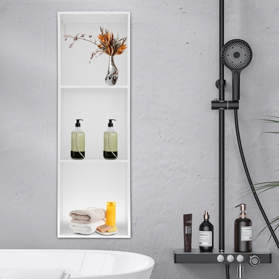3-Layer Recessed Shower Storage Shelf Bathroom Shelf Organizer Stainless Steel 11.02*4.92*35.43in for Bathrooms, Kitchens, Living Rooms
