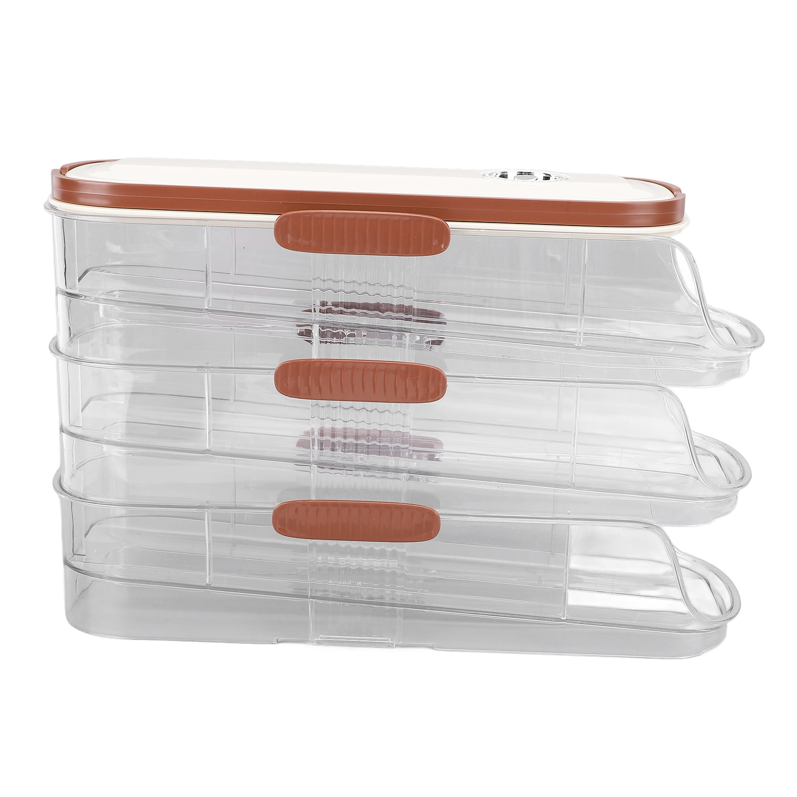 3-Layer Rolling Egg Storage Box, Automatic Dispenser with Lid for Refrigerator