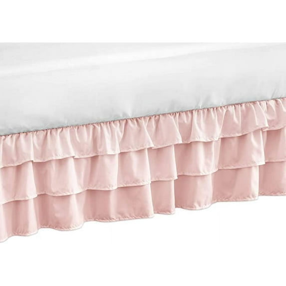 3 Layer Ruffled Bedskirt, Essy Care - 100% Microfiber Fabric, 3 Layer Ruffled Bed Skirt Twin XL Size College 3 Layer Ruffled Bed Skirt 18" Drop - Pink Solid.