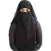 3-Layer Saudi Niqab for Women   Breathable Georgette, Full Face Veil, Adjustable & Modest, All-Season Wear 1pc