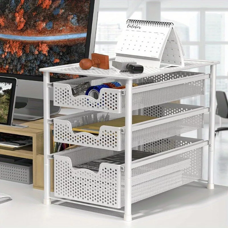 3 Layer Sliding Storage Drawer Stackable Design Sliding Basket Storage ...