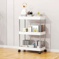 thumbnail image 1 of 3-Layer Sliding Storage Rack 14.6x5.1x23.6in Adjustable Gap Shelf Unit With Wheels For Tight Spaces(White), 1 of 6
