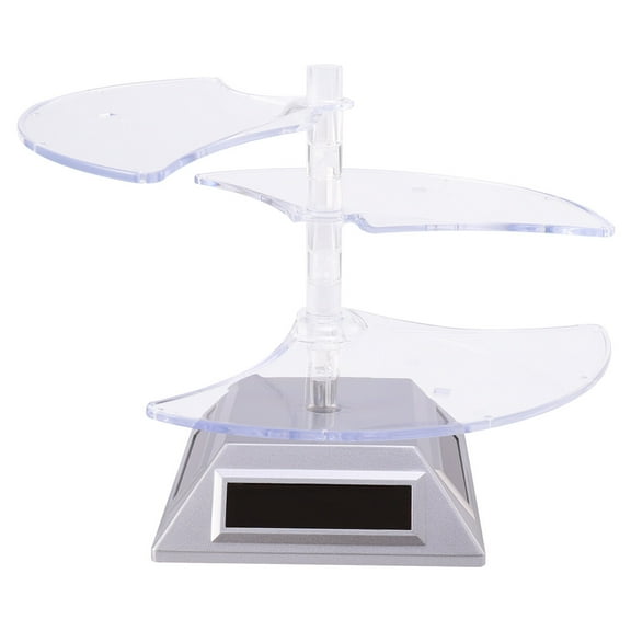 3 Layer Solar Showcase 360 Automatic Rotating Turntable Jewelry Organizer Necklace Bracelet Watch Phone Display Stand (Silver)