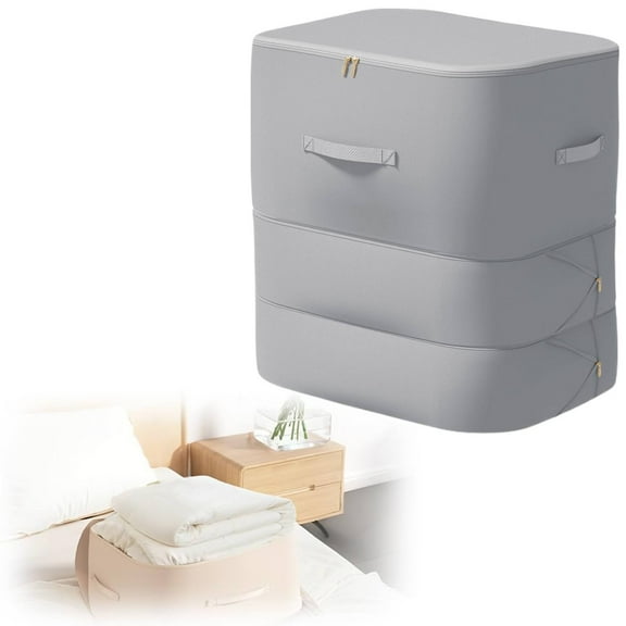 3 Layer Space Saving Compression Organizer – Large Zippered Storage Bag For Comforters, Blankets, Duvets & Bedding, Vacuum-Free Closet Organizer For Home & Travel