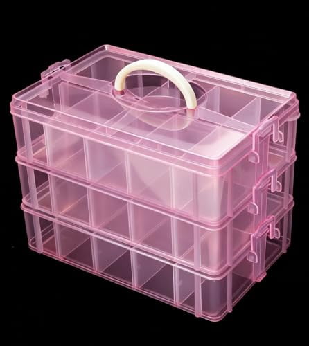 3-Layer Stackable Storage Container Box,30 Dividers Compartments ...