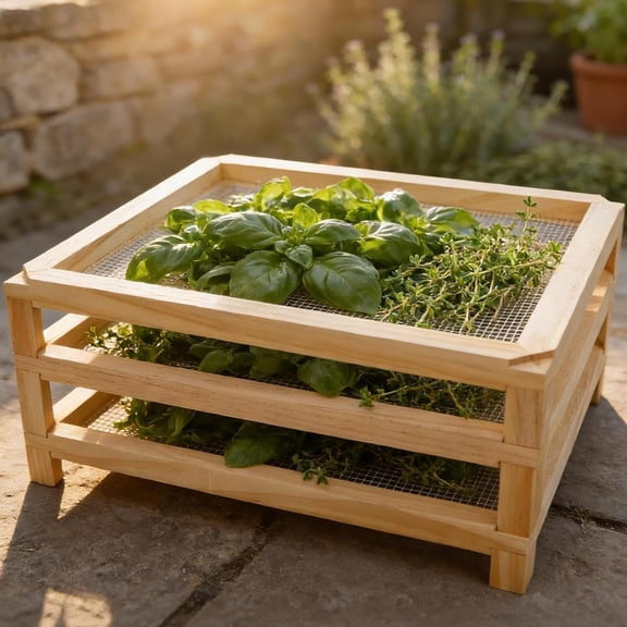 3-Layer Stackable Wooden Herb Drying Rack | 11.8×15.74in No-Drill Drying Herbs | Dry Flowers, Plant Specimens, Pasta | Small Space Organization | Unique Gift for Gardeners & Craft Enthusiasts