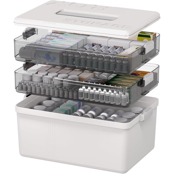 3 Layer Stackable storage bins with lid Portable Handled for Craft Adult