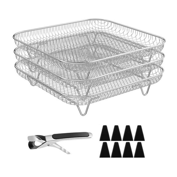 3 Layer Stainless Steel Stackable Dehydrator Square Rack With 8 Silicone Feet