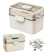 3-Layer Storage Box Craft Organizer and Storage with Adjustable Spacers Portable Handled Art Supply Organizer Multipurpose Home Utility Box for Medicine Box Sewing Box Organizer, 11.22x6.69x8.27"