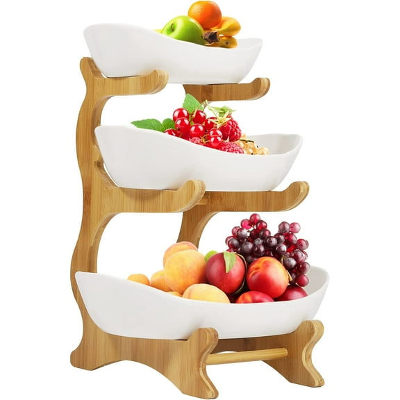 3 Layer Tabletop Fruit Tray Storage Rack Basket Dining Table Decor Free Standing White