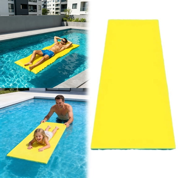 2270 Inch 3-Layer XPE Floating Water Mat, Portable Roll-Up Foam Float Pad for Pool Lake Beach Summer Use, Yellow