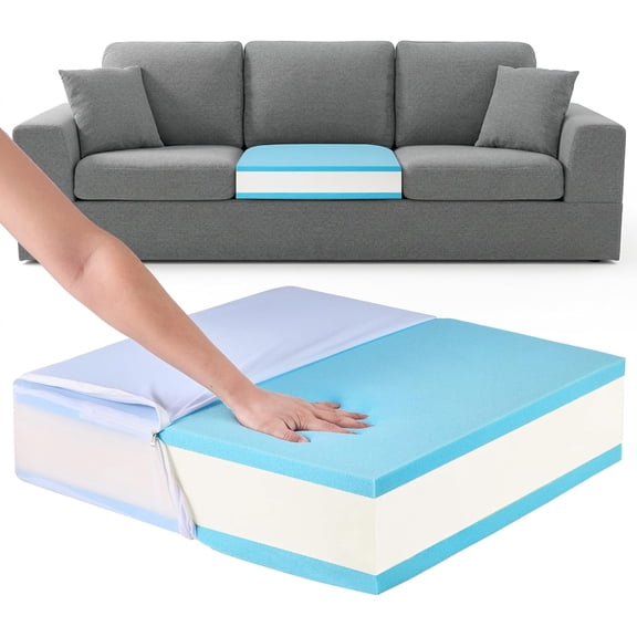 3 Layer Thickened Memory Foam Couch Cushion Replacement 24"x24"x6" | High Density Sofa Cushions Replacement Wrapped with Memory Foam, Medium Firm Couch Cushion Inserts with Removable Cover