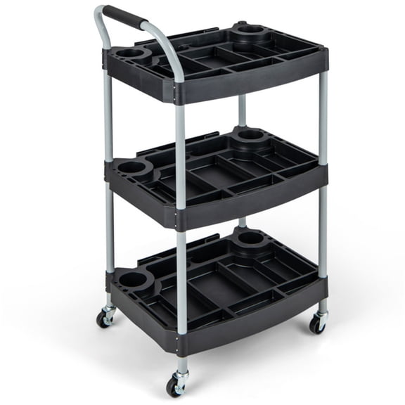 3 Layer Tool Cart w/ Lockable Universal Wheels and Multiple Divider