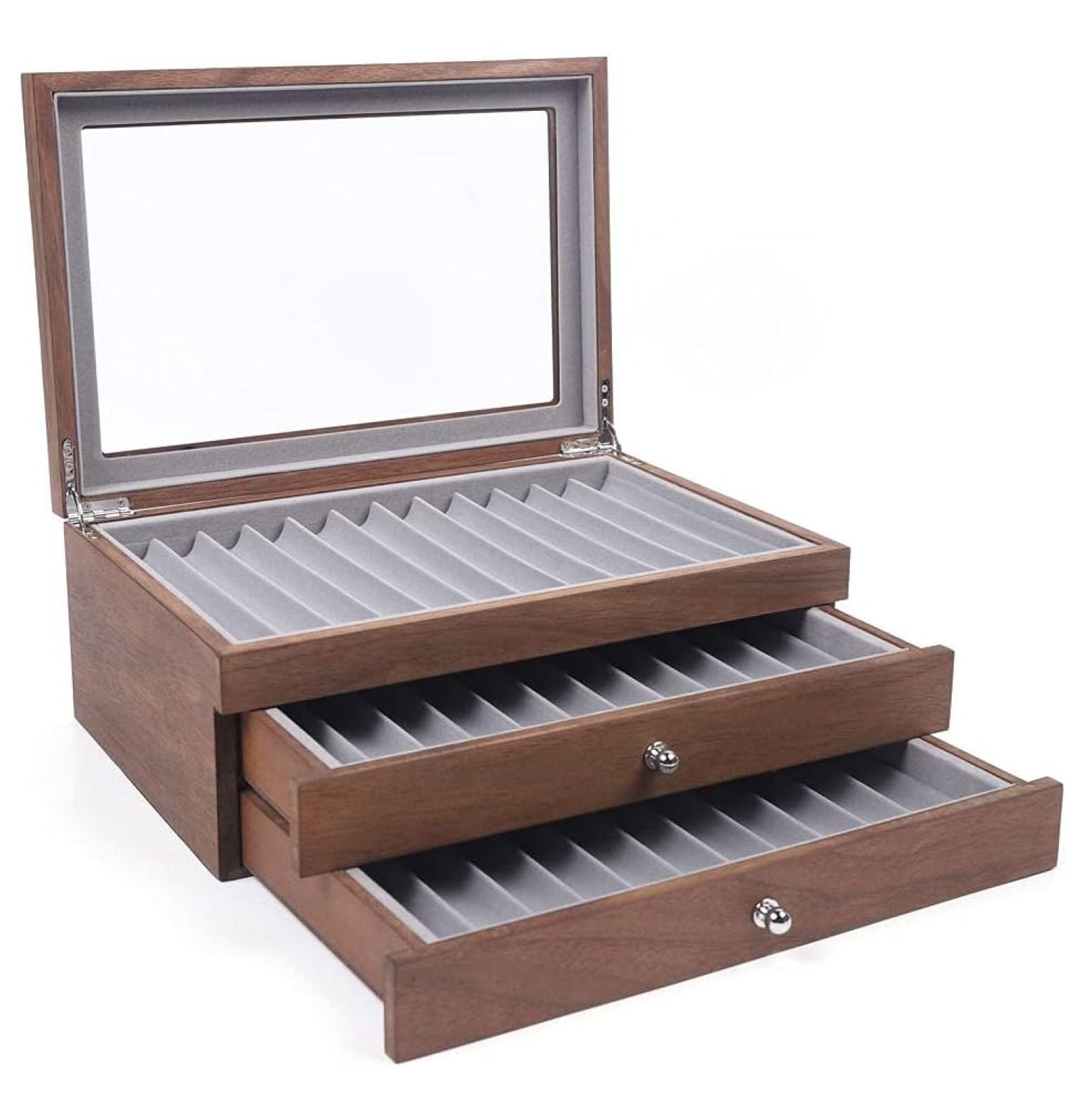 3Layer Wood Pen Display Box 34 Pen Organizer Box, Pen Display Case