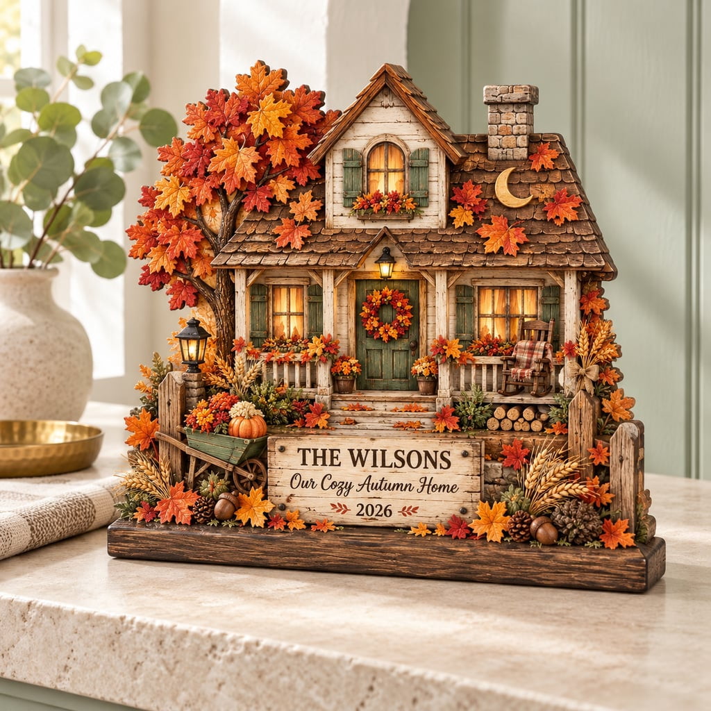 3 Layer Wooden Block Autumn Cottage Design Home Decor - Walmart.com