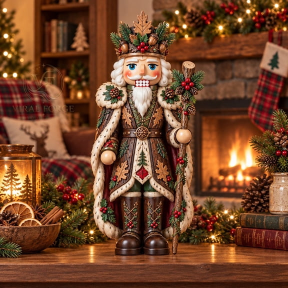 3 Layer Wooden Block Rustic Yule Log Nutcracker Mantel Display Christmas Gift