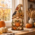3-Layer Wooden Block Scarecrow Gnome Patchwork Tabletop Accent for Fall ...