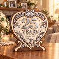 3-Layer Wooden Block Silver 25 Years Together Tabletop Anniversary Gift ...