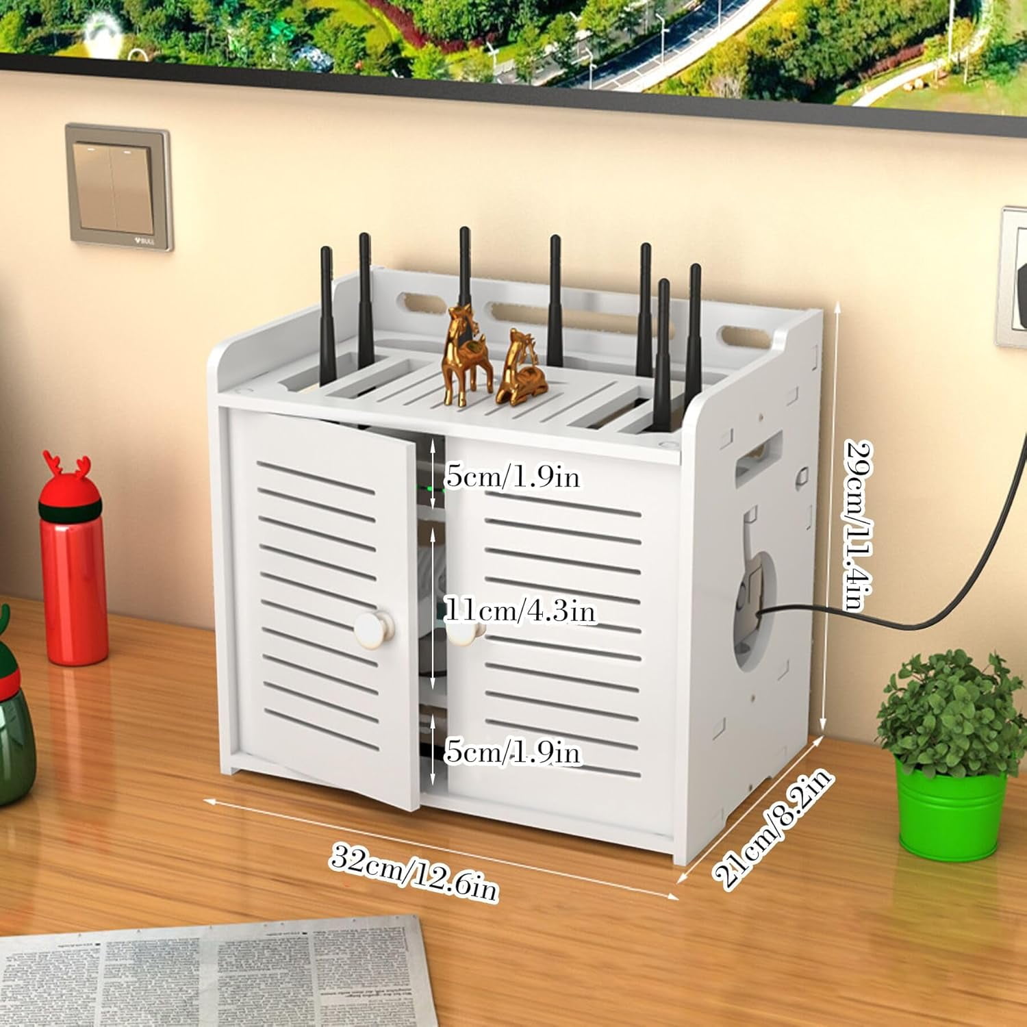 3 Layer Wooden Router Box Hider, Storage for Office and Home - Walmart.com