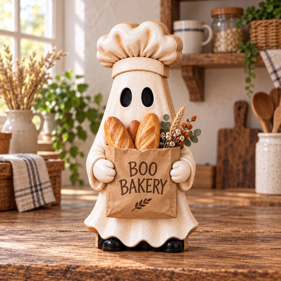 3-Layer Wooden Tabletop Sign, Ghost Baker Boo Bakery, Kitchen Counter Halloween Accent