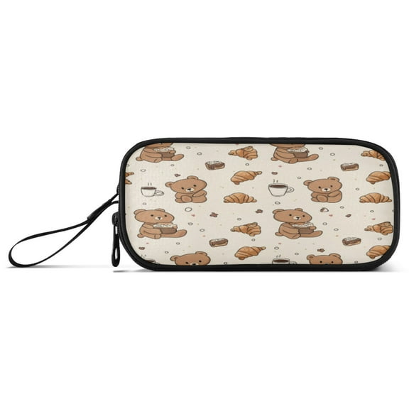 3-Layer Zipper Pencil Case Pencil Pouch Large Capacity Pencil Pouch for Travel and Office Supplies Cute Teddy Bear