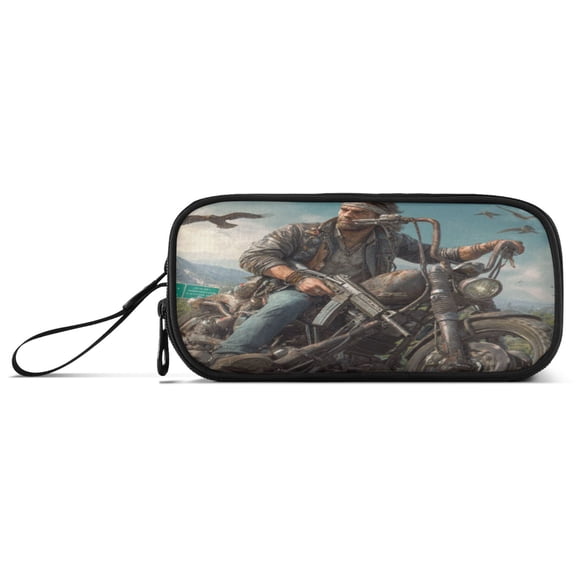 3-Layer Zipper Pencil Case Pencil Pouch Large Capacity Pencil Pouch for Travel and Office Supplies Motorcycle Tough Guy