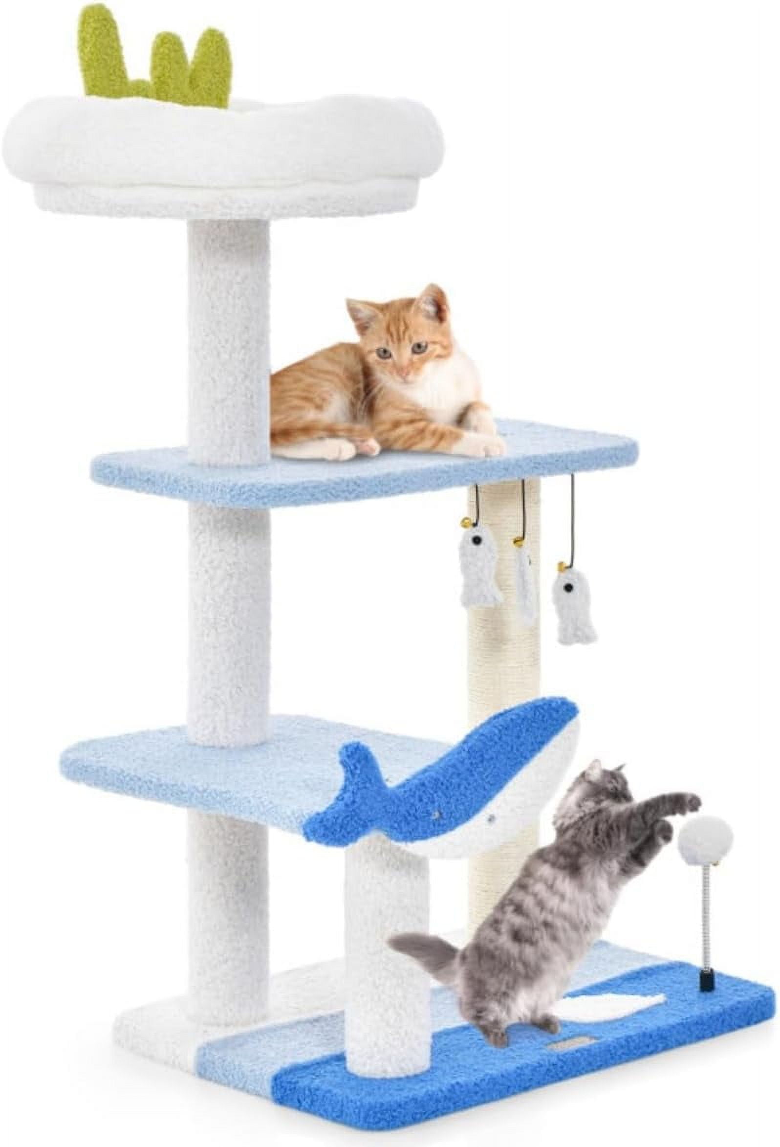 3-Layer cat Tree, cat Climbing Frame, Multi-Functional Activity Center Marine Theme Design