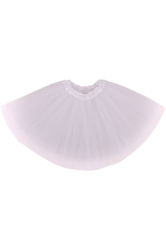 3 Layered Ballerina Tutu W/ Stretch Waist, Tulle Fibers, White