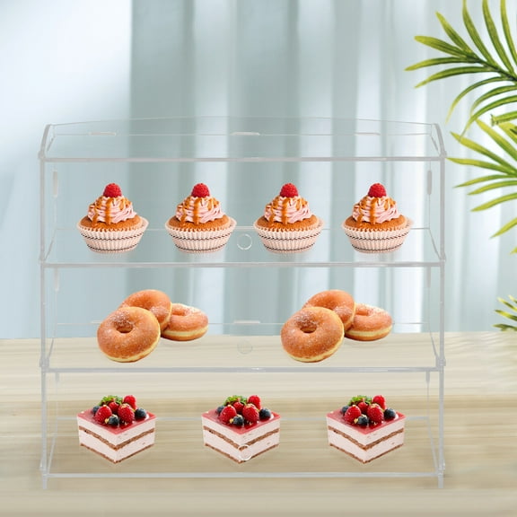 3 Layers Acrylic Display Cabinet Case Bakery Pastry Storage Box Clear Counter Homes Retail