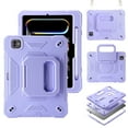 thumbnail image 1 of 3 Layers Case for iPad Pro 11 2024 with Kickstand / Nylon Shoulder Strap / Pencil Holder, Military Grade Protection Rugged Case Cover for iPad Pro 11 2024, Lightpurple, 1 of 5