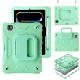 thumbnail image 1 of 3 Layers Case for iPad Pro 11 2024 with Kickstand / Nylon Shoulder Strap / Pencil Holder, Military Grade Protection Rugged Case Cover for iPad Pro 11 2024, Mintgreen, 1 of 5