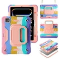 thumbnail image 1 of 3 Layers Case for iPad Pro 11 2024 with Kickstand / Nylon Shoulder Strap / Pencil Holder, Military Grade Protection Rugged Case Cover for iPad Pro 11 2024, Rainbow, 1 of 5