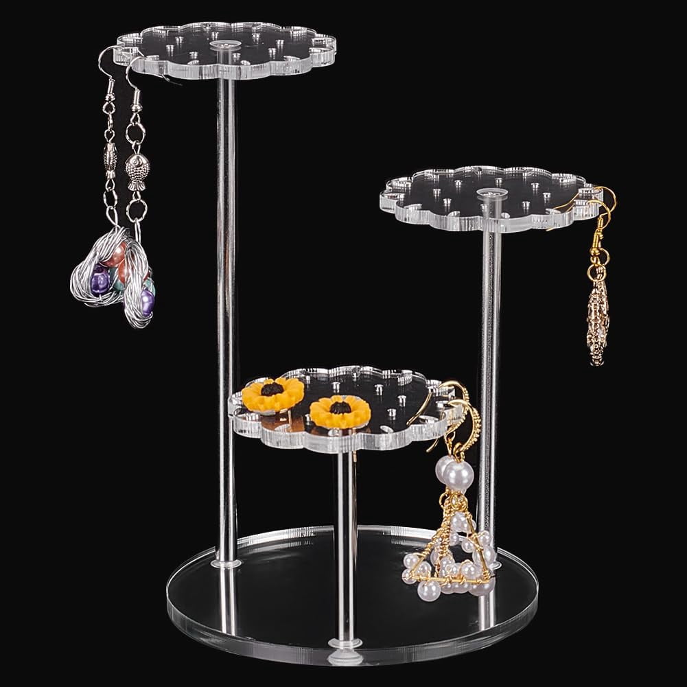 3 Layers Clear Acrylic Round Barbell Pedestal Display T-Shape Display ...