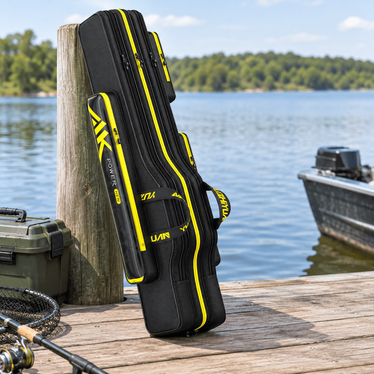 Sag Rood 3 Layers Fishing Pole Bag Rod Case 1680d Heavyweight Oxford Wire ...