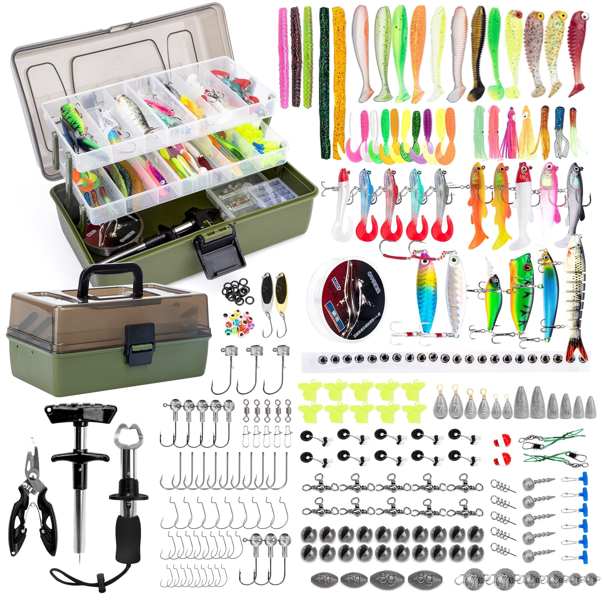 3 Layers Fishing Tackle Box With Included  475 Pcs Lures Kit Include Crankbaits Weights Hooks And Other Accessories Lure Bait Gear Gift For Men