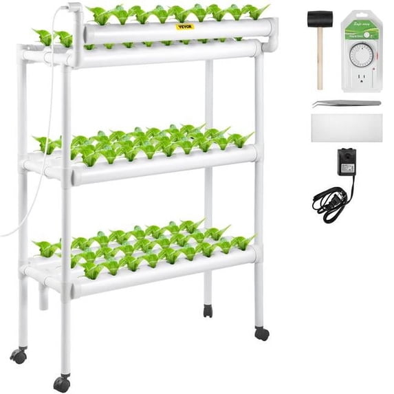 3 Layers Hydroponics Growing System 90 Plant Sites PVC-U Pipes Hydroponic Gardening Kit