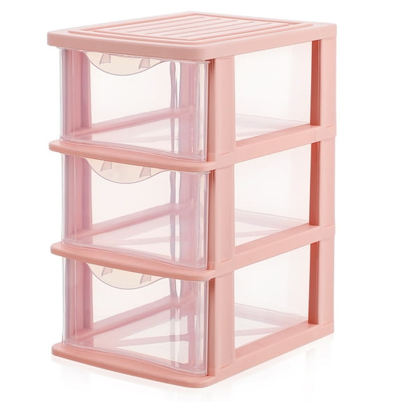 3 Layers Pink Stackable Makeup Organizer Drawers,Storage Small Supplies Units