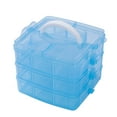 thumbnail image 1 of 3 Layers Plastic Storage Box Square Shape 18 Compartments Jewelry Earring Necklace Cosmetics Container Case, 1 of 6
